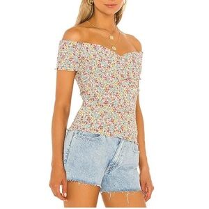 BB Dakota by Steve Madden Flower Bomb Top In Mint Floral Off-Shoulder Sz Small